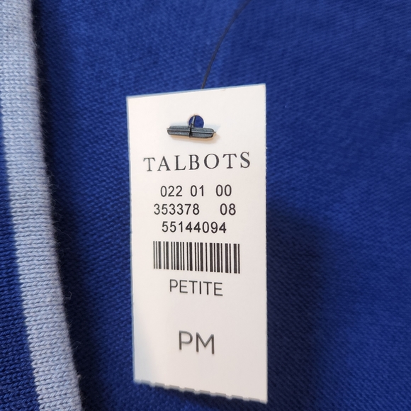 NWT TALBOTS Petite V-neck Girlfriend Cardigan Two-tone Blue - Picture 8 of 9
